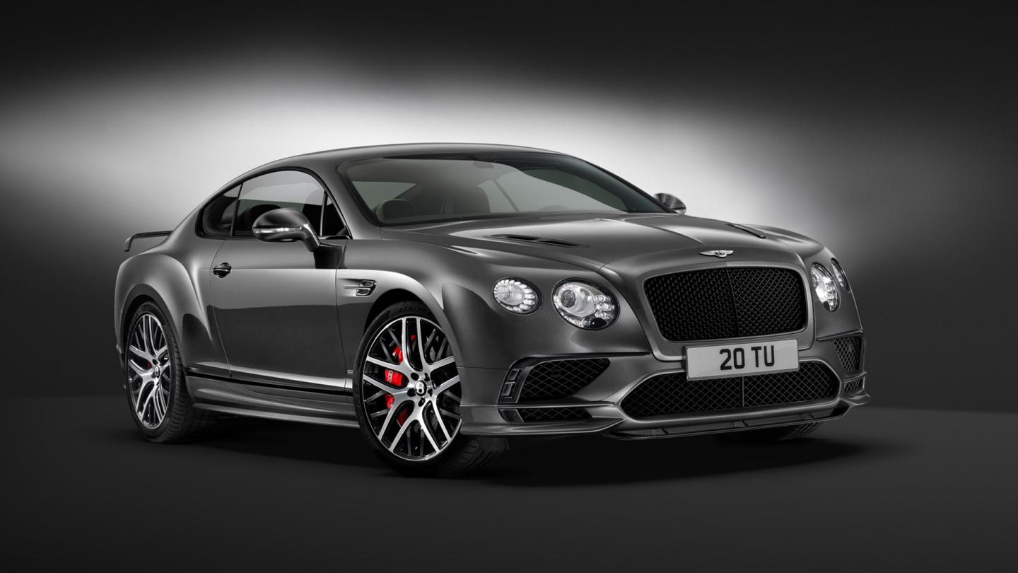 A front three quarter product launch image of a black second generation Continental GT Supersports
