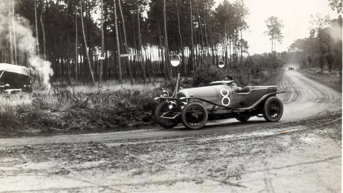 A Bentley 3 Litre being driven at Le Mans in 1923