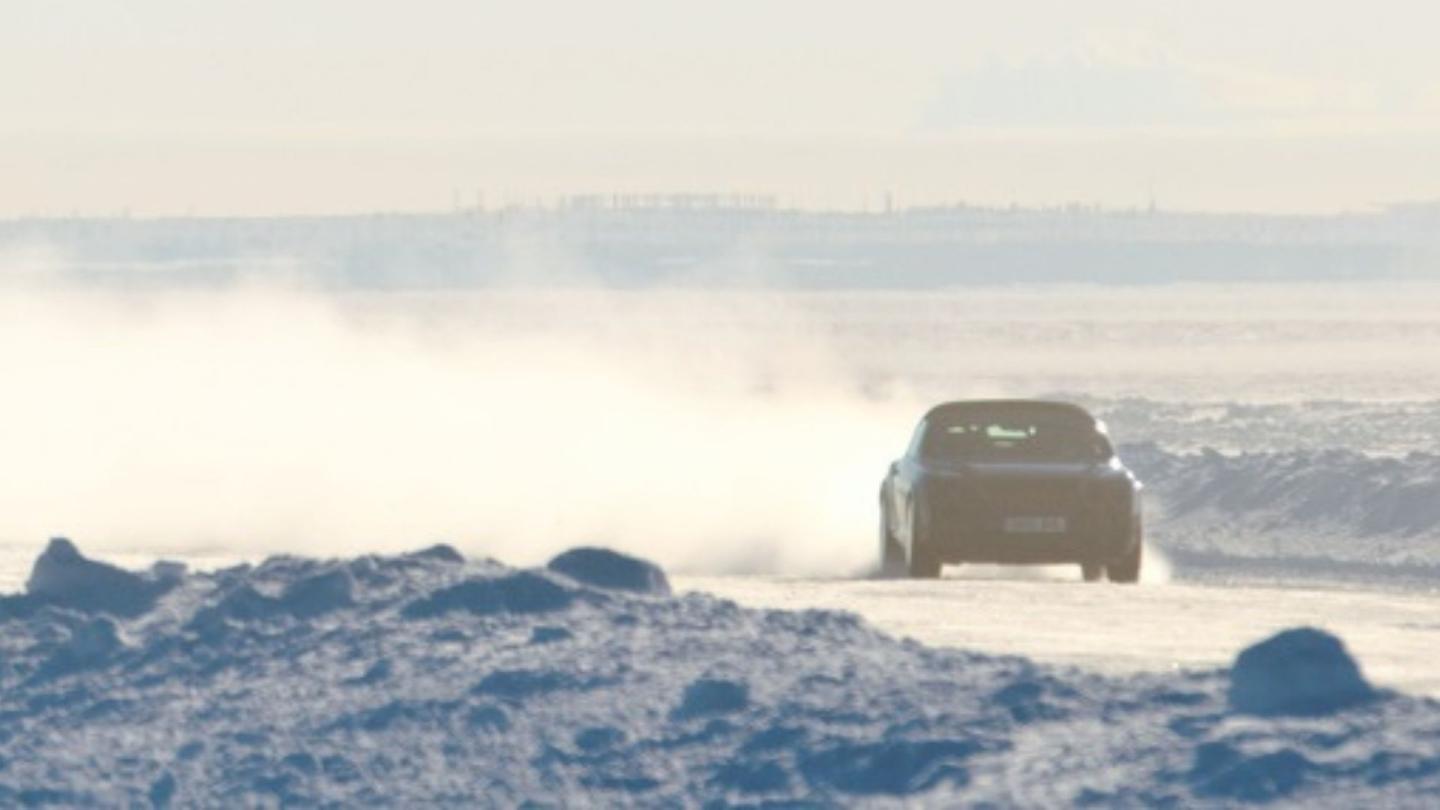 Juha Kankkunen setting the Ice Speed Record in the Bentley Continental GTC Supersports