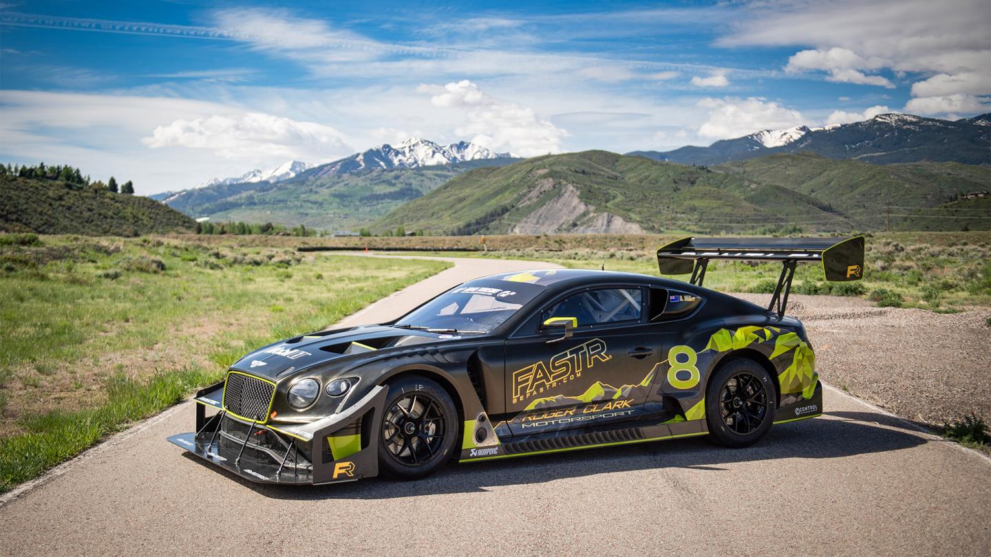 The Bentley GT3 Pikes Peak car parked at the foot of the mountain prior to it's record breaking Pikes Peak run