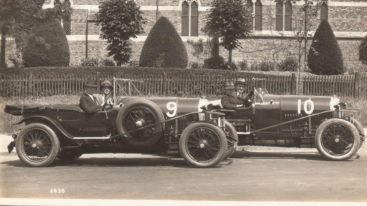 John Duff with his fellow Bentley Boys in Bentley 3 Litres preparing to set off to Le Mans