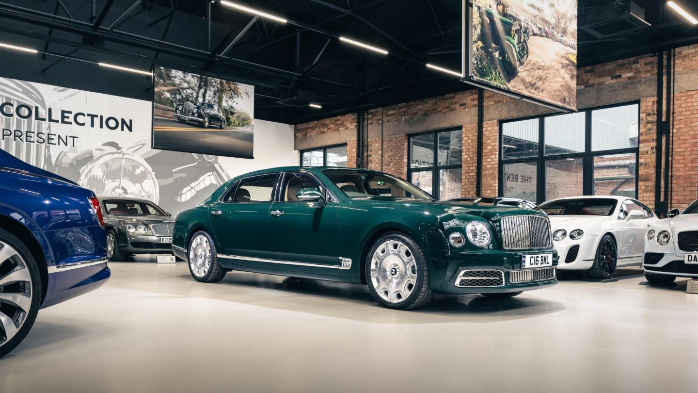 A mulsanne commissioned by her Majesty Queen Elizabeth in the Bentley Heritage Collection garage