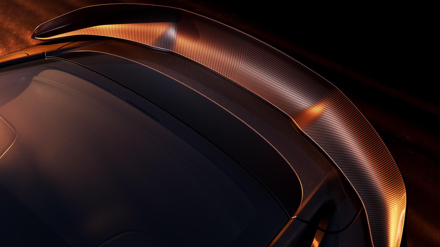 Close up of the rear carbon fibre wing available on Bentley Supersports