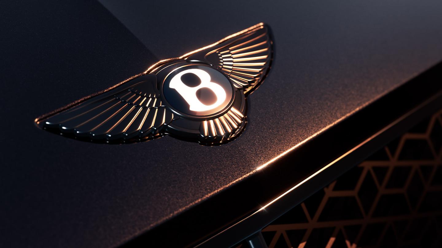 Close up of the black Bentley wings available on Bentley Supersports