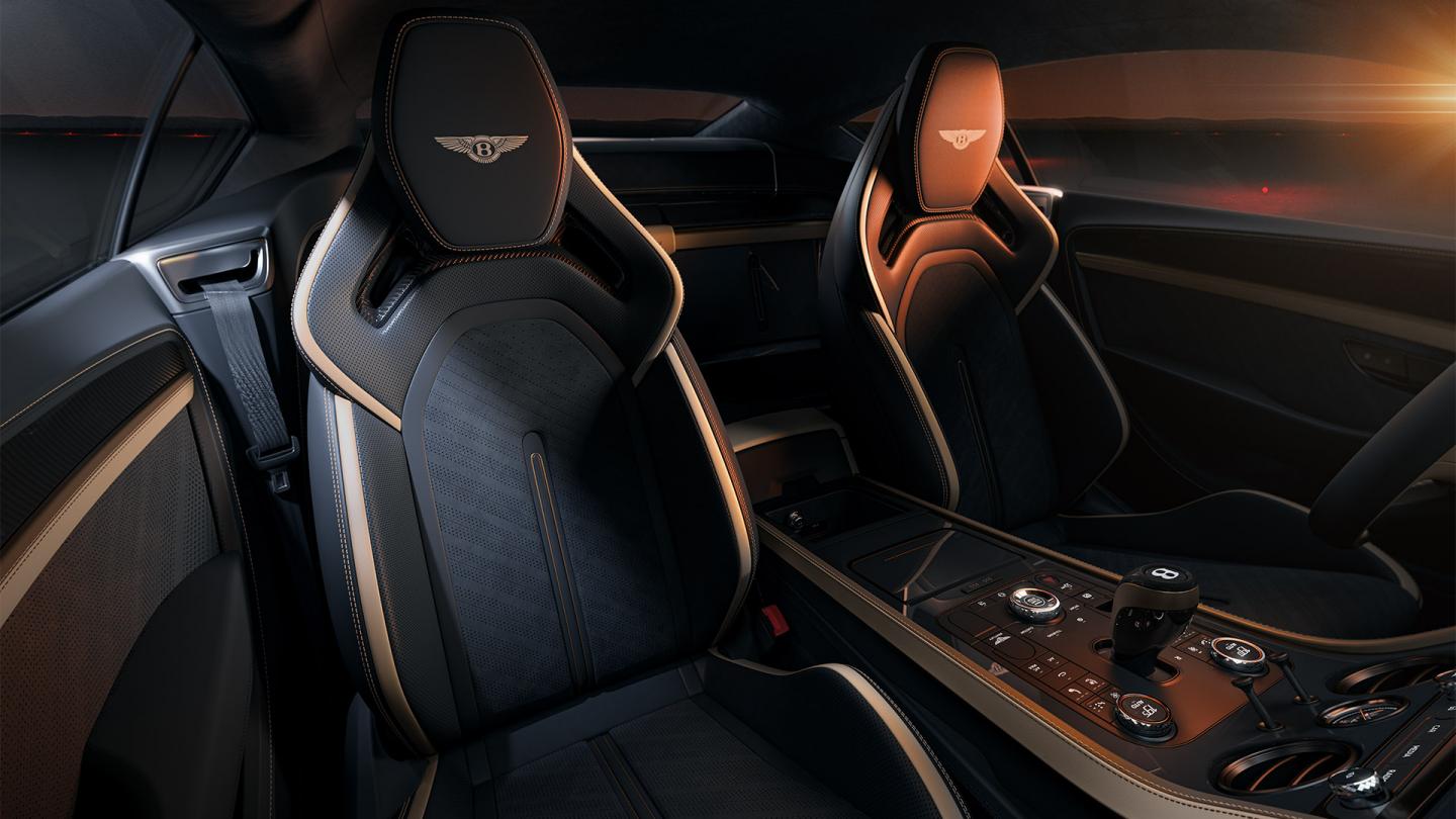 Front cross cabin looking at the new bucket seats available exclusively in Bentley Supersports