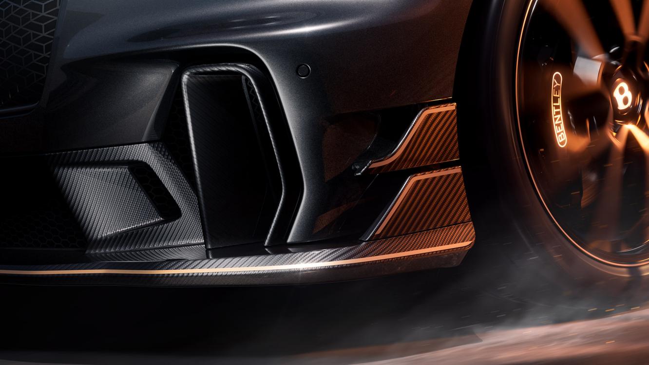 Close up of the front dive planes of a Bentley Supersports