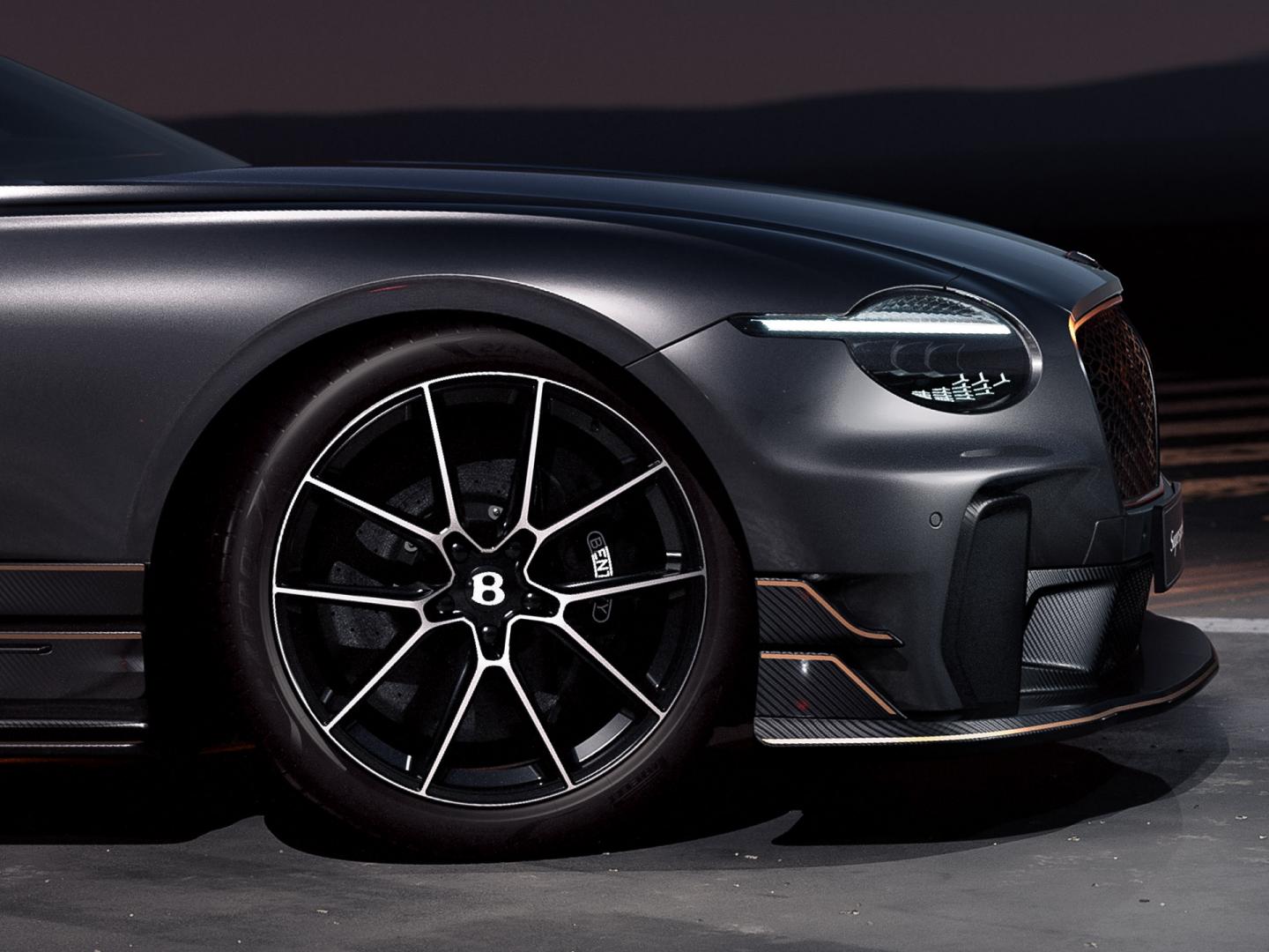 Wheel and side aerodynamic canards exclusive to the Bentley Supersports