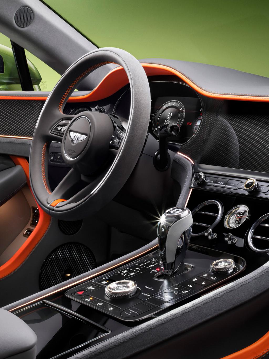 A model sitting in the new Bentley Continental GT Speed in Tourmaline Green