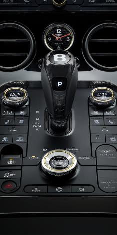 Close up of the driver controls and gear lever in the new Bentley Continental GT Speed