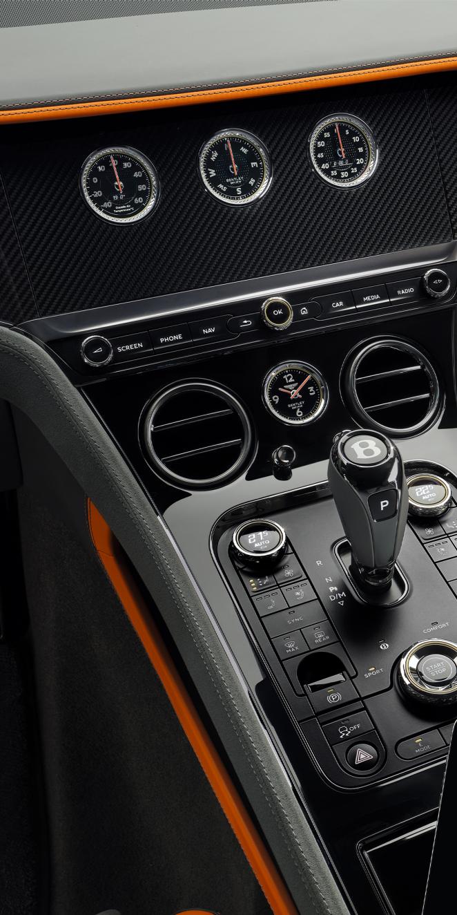 Close up of the rotating display in the new Bentley Continental GT Speed