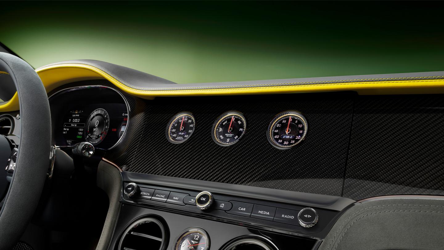 Close up of the rotating display in the new Bentley Continental GTC Speed