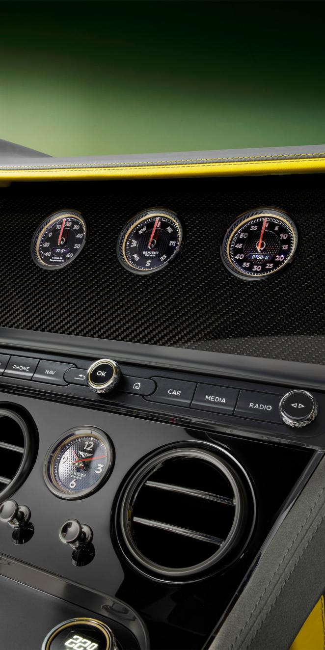 Close up of the rotating display in the new Bentley Continental GTC Speed