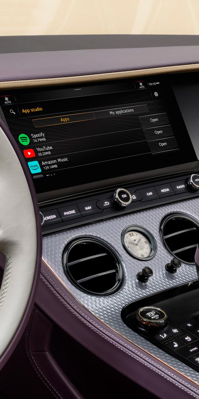 Close up on Bentley Continental GT Mulliner's MMI with App Studio enabled