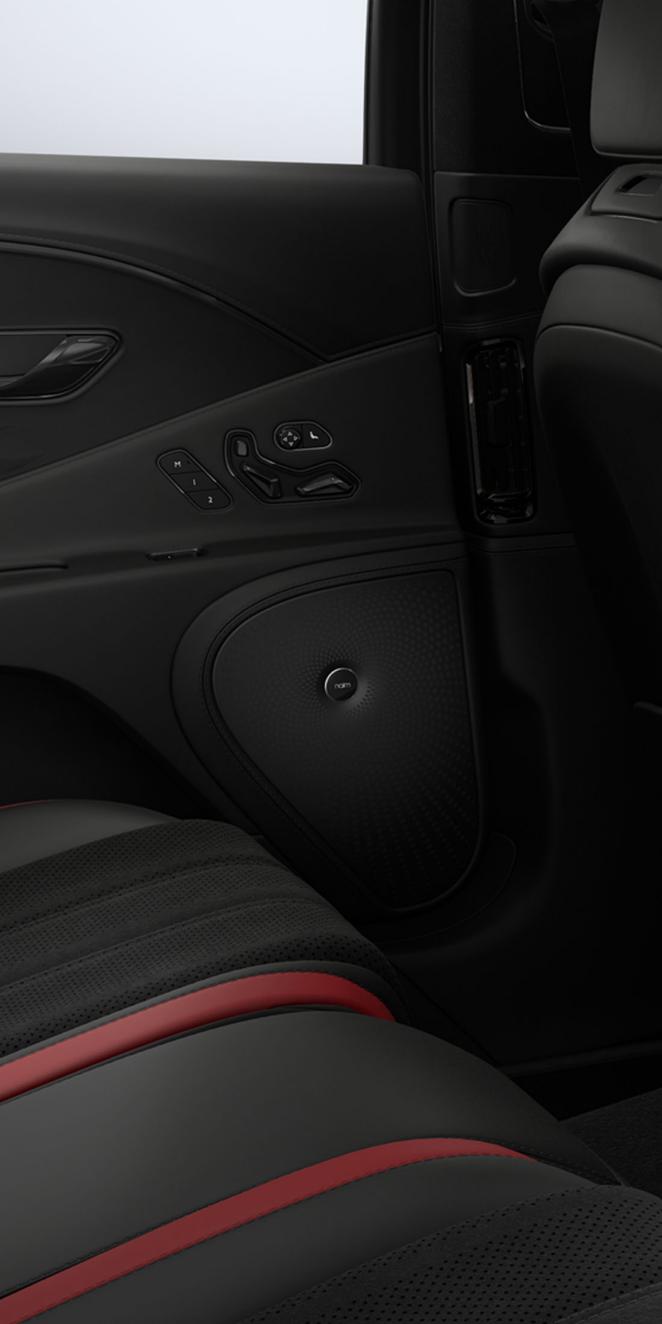 Close-up of the Naim speaker inside the Bentley Flying Spur Speed with Dark Chrome Interior Specification.